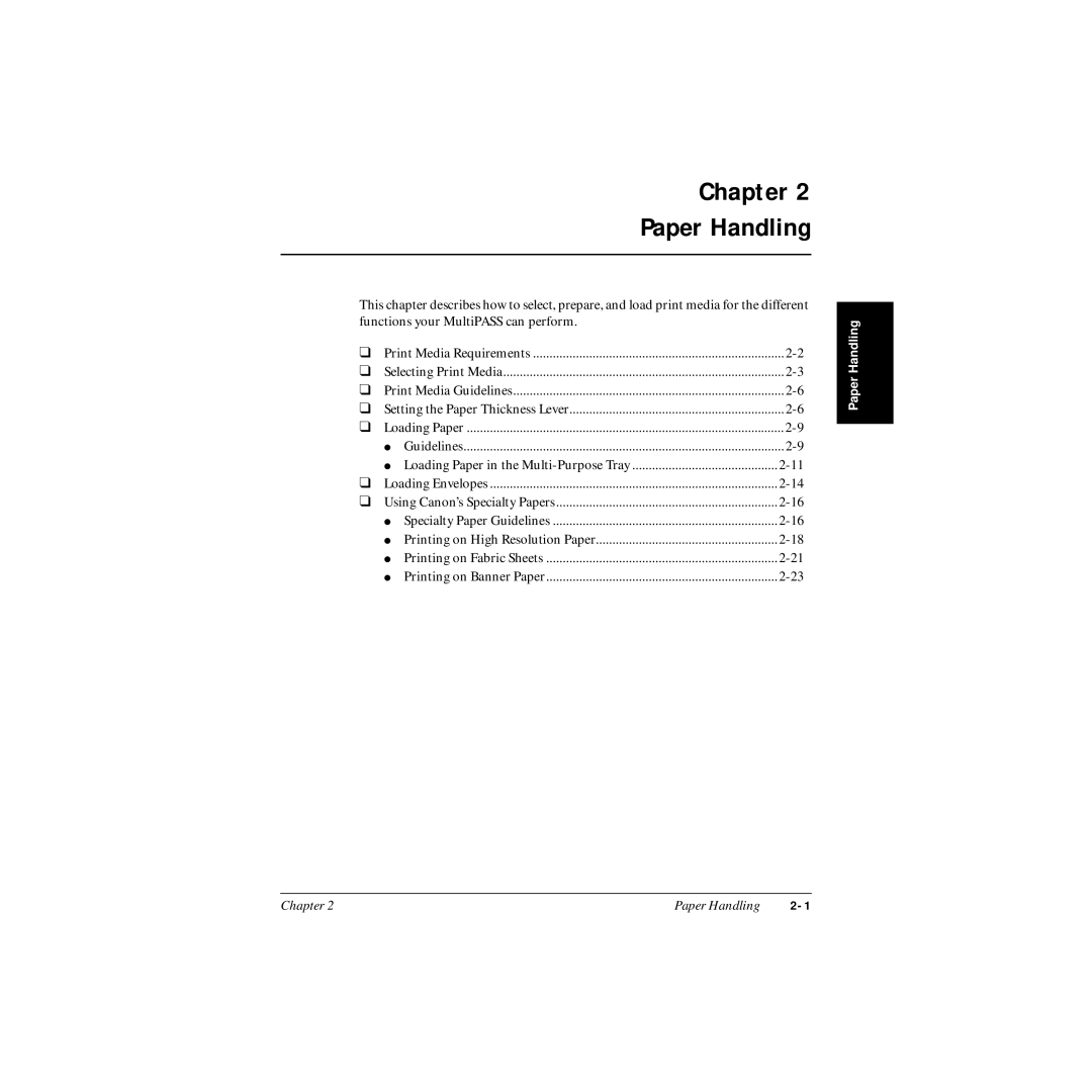 Canon MP-C545 user manual Paper Handling 