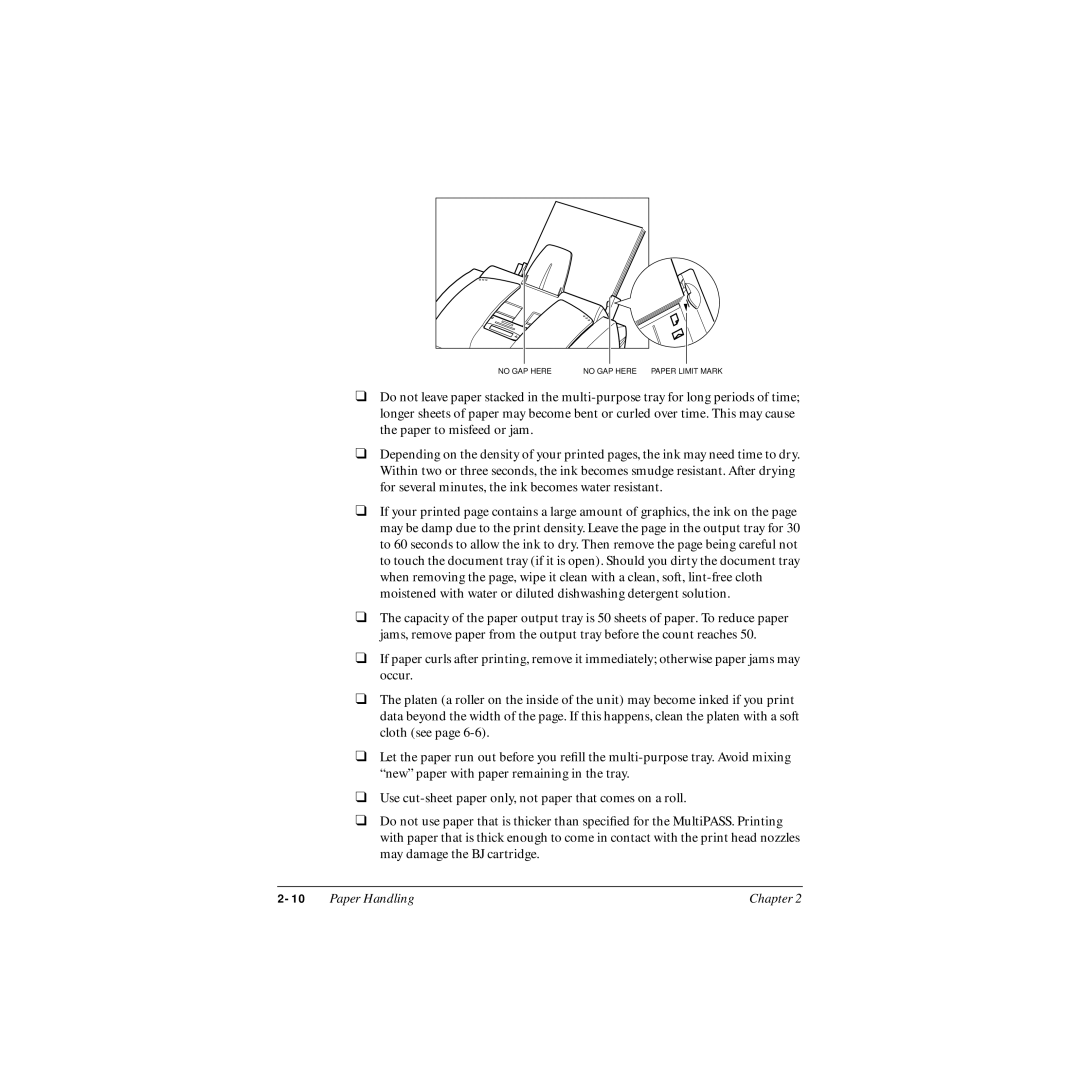 Canon MP-C545 user manual No GAP Here No GAP Here Paper Limit Mark 