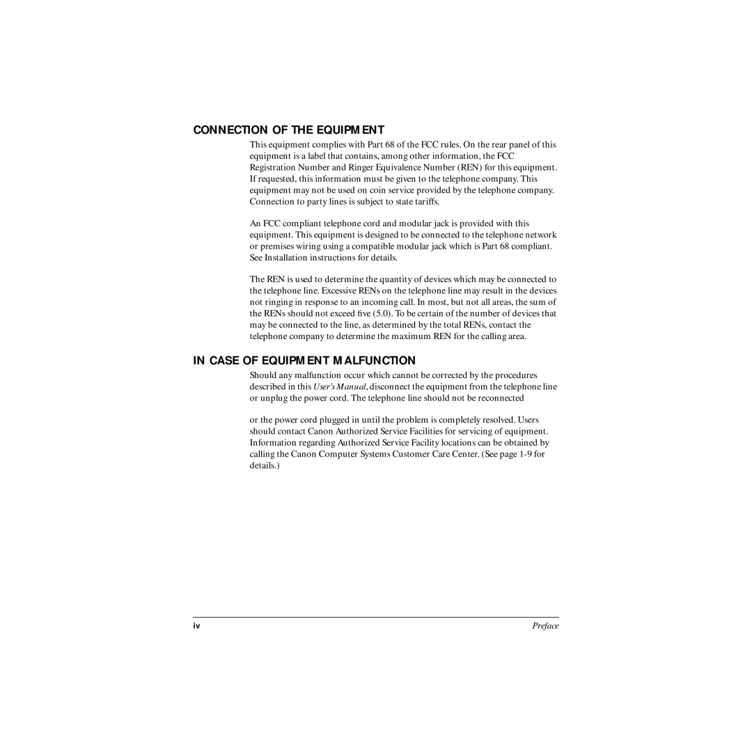 Canon MP-C545 user manual Connection of the Equipment 