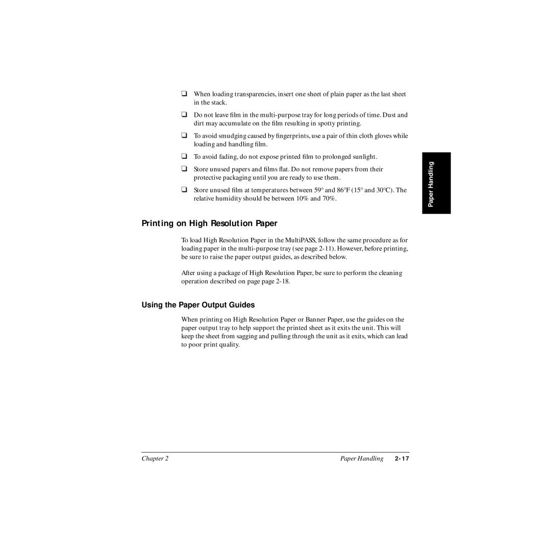 Canon MP-C545 user manual Printing on High Resolution Paper, Using the Paper Output Guides 