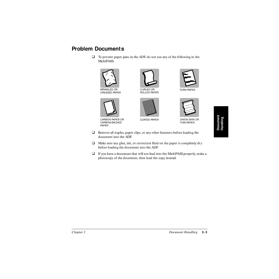 Canon MP-C545 user manual Problem Documents 