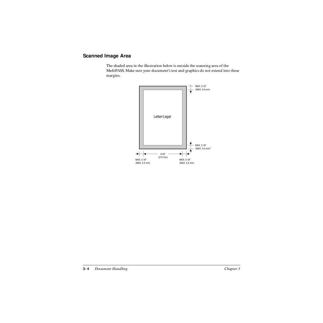 Canon MP-C545 user manual Scanned Image Area 