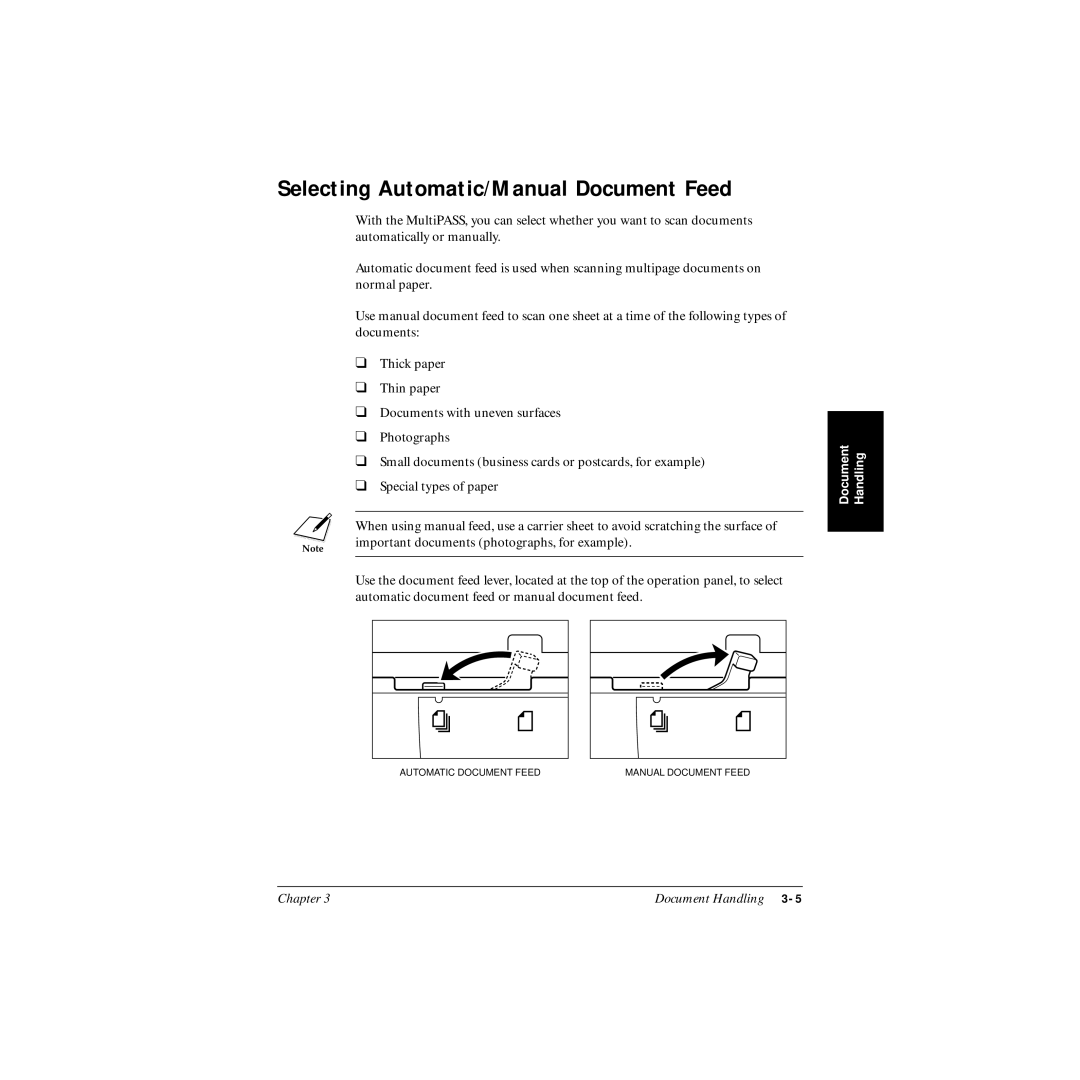 Canon MP-C545 user manual Selecting Automatic/Manual Document Feed 