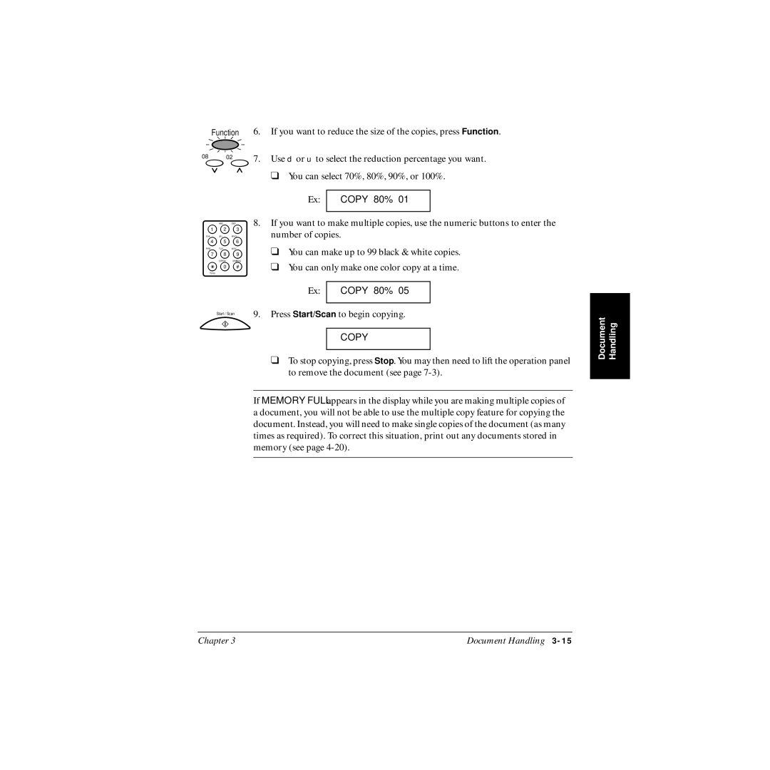 Canon MP-C545 user manual Press Start/Scan to begin copying 