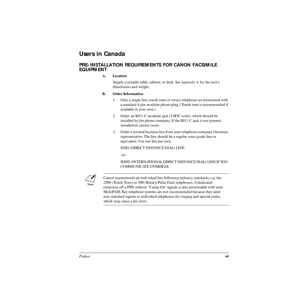 Canon MP-C545 user manual Users in Canada, Location 