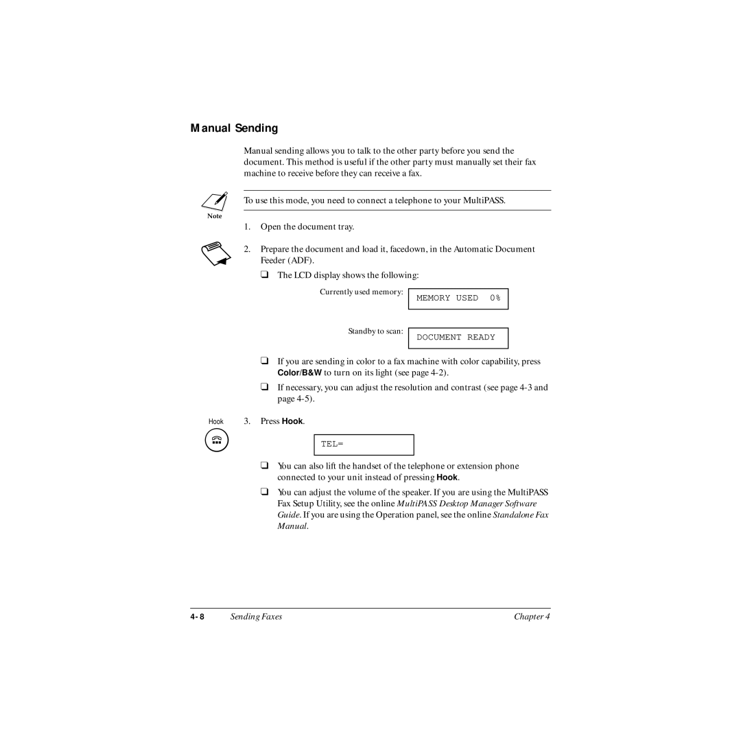 Canon MP-C545 user manual Manual Sending 