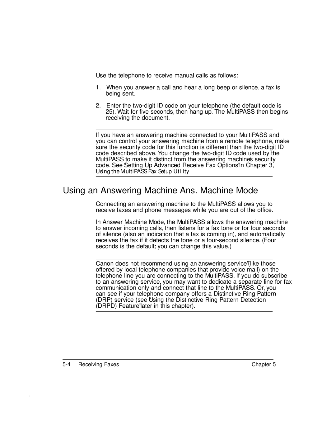 Canon MP-C635 user manual Using an Answering Machine-Ans. Machine Mode 