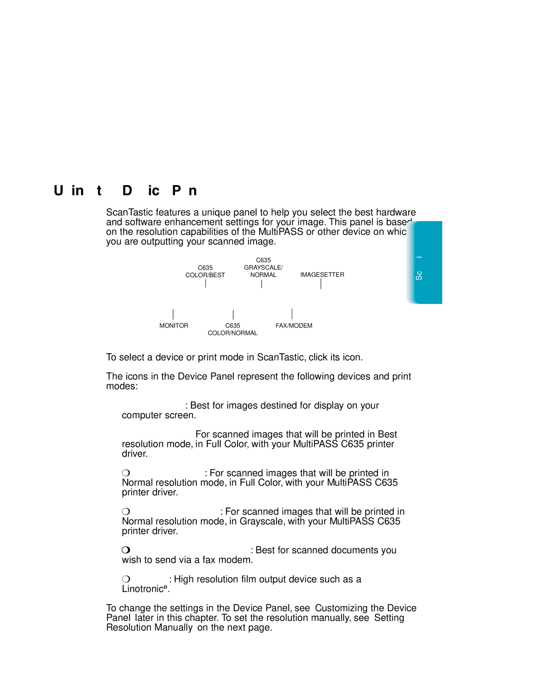 Canon MP-C635 user manual Using the Device Panel 