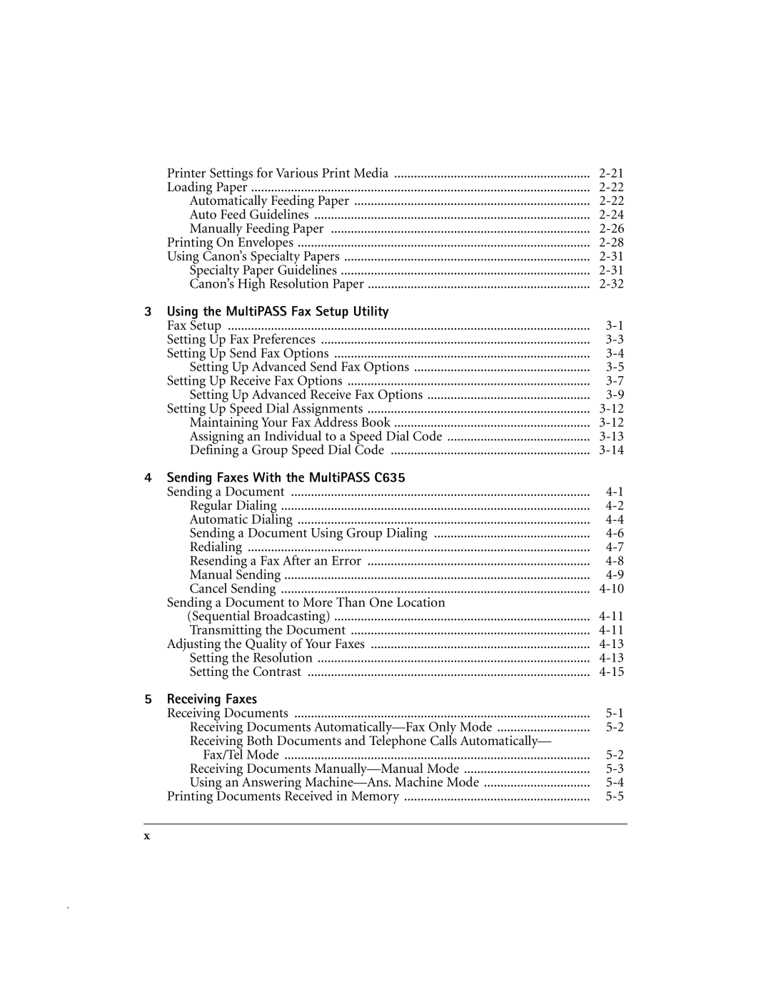 Canon MP-C635 user manual Using the MultiPASS Fax Setup Utility, Sending Faxes With the MultiPASS C635, Receiving Faxes 