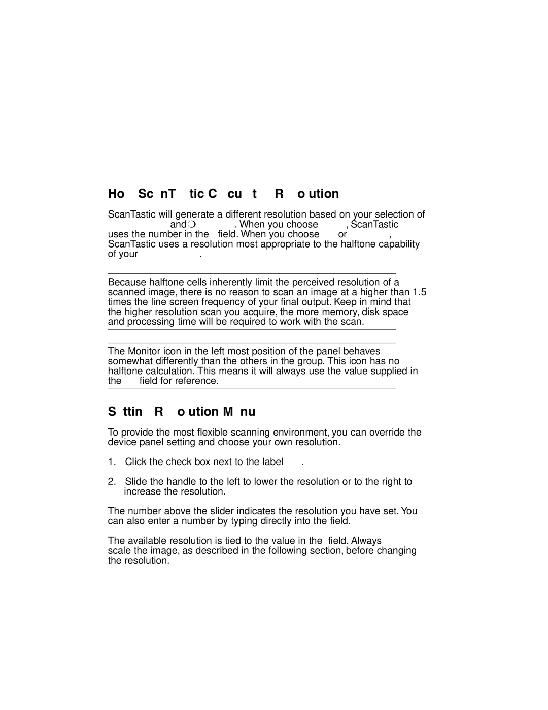 Canon MP-C635 user manual How ScanTastic Calculates Resolution, Setting Resolution Manually 