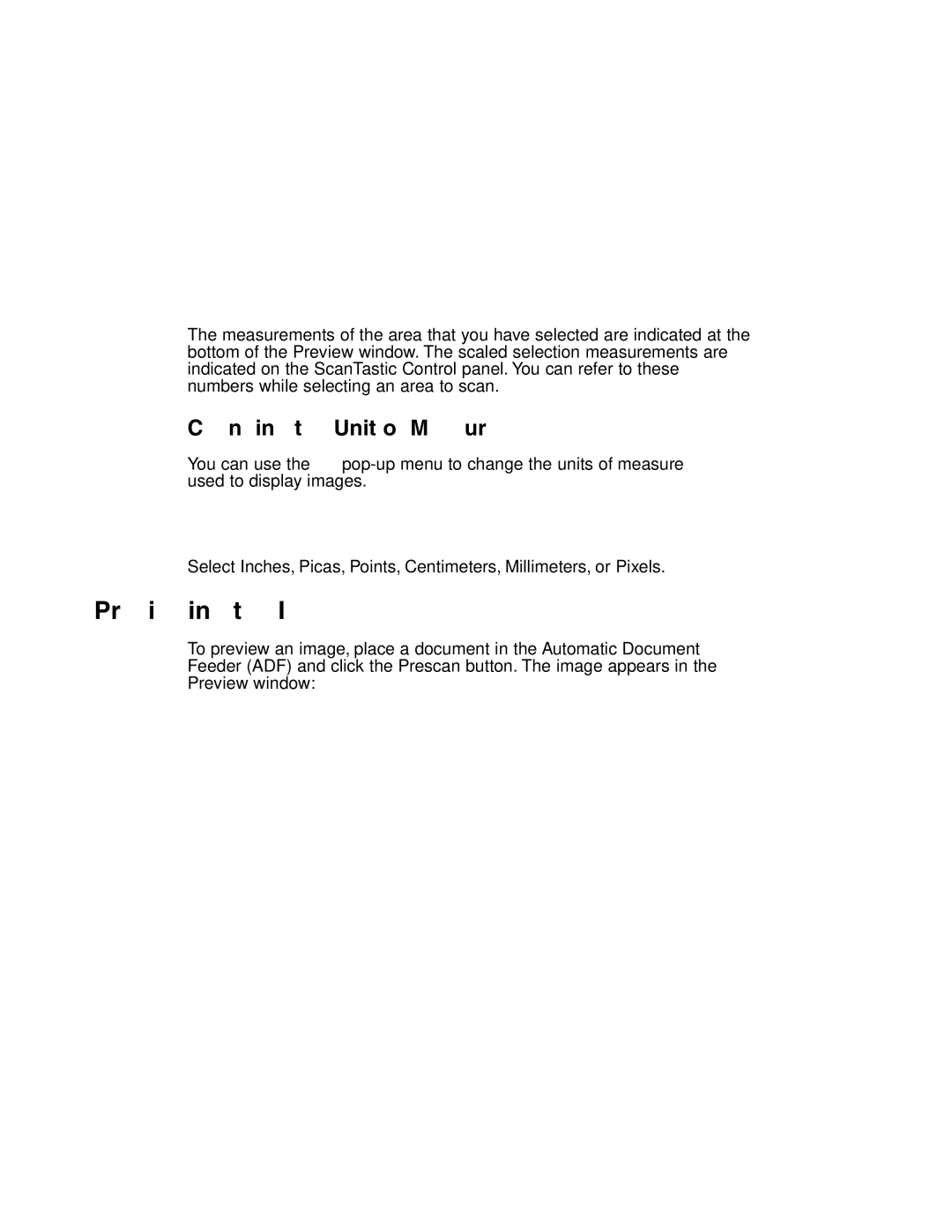 Canon MP-C635 user manual Previewing the Image, Changing the Unit of Measure 