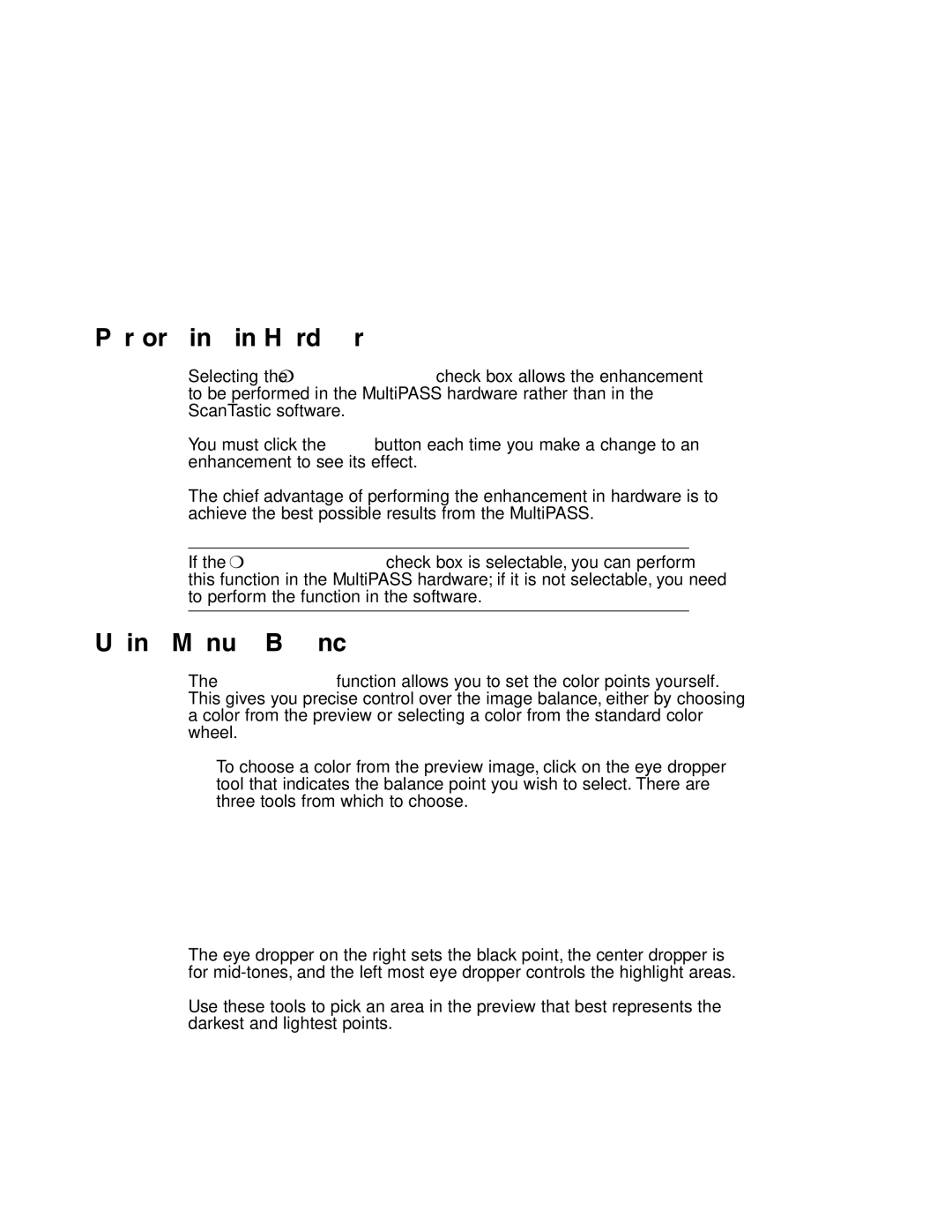 Canon MP-C635 user manual Performing in Hardware, Using Manual Balance 