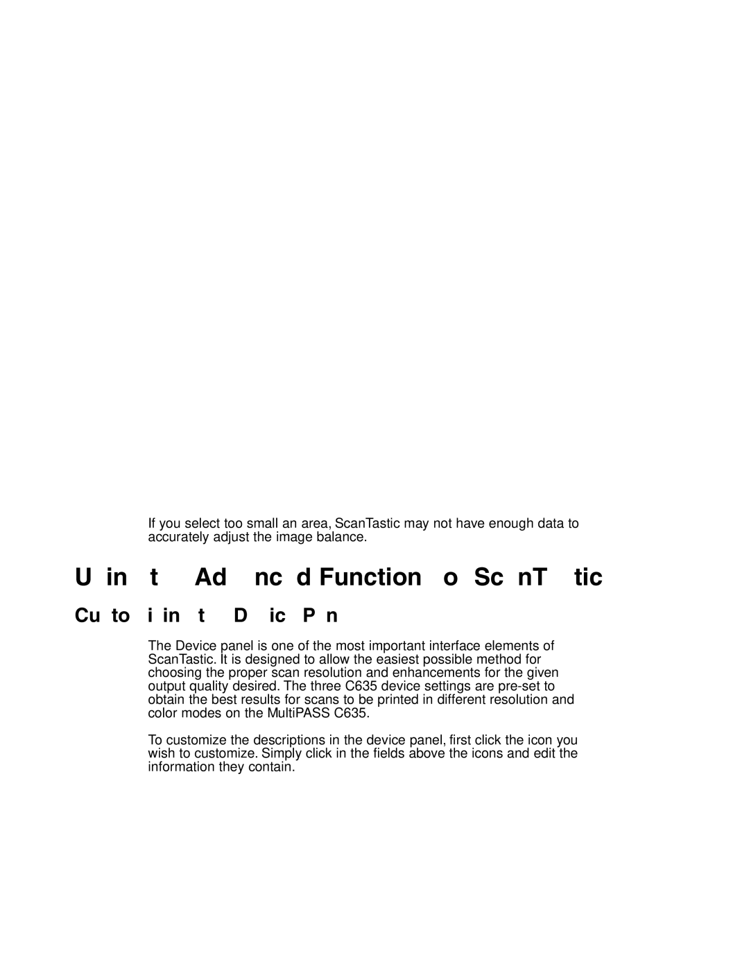 Canon MP-C635 user manual Using the Advanced Functions of ScanTastic, Customizing the Device Panel 