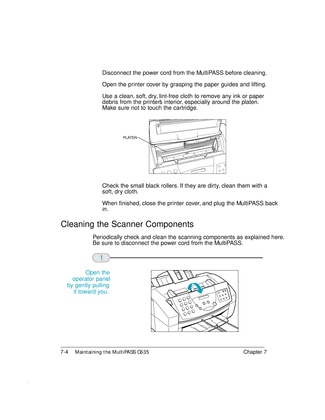 Canon MP-C635 user manual Cleaning the Scanner Components 