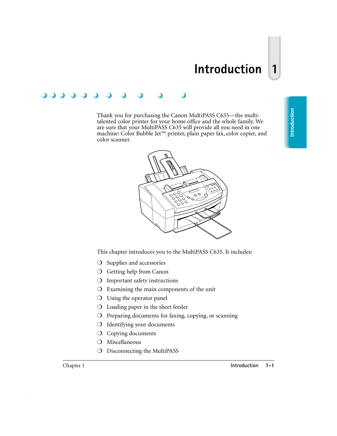 Canon MP-C635 user manual Introduction 