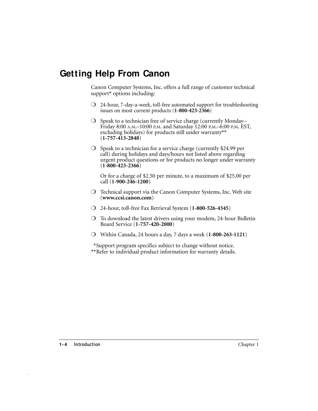 Canon MP-C635 user manual Getting Help From Canon 