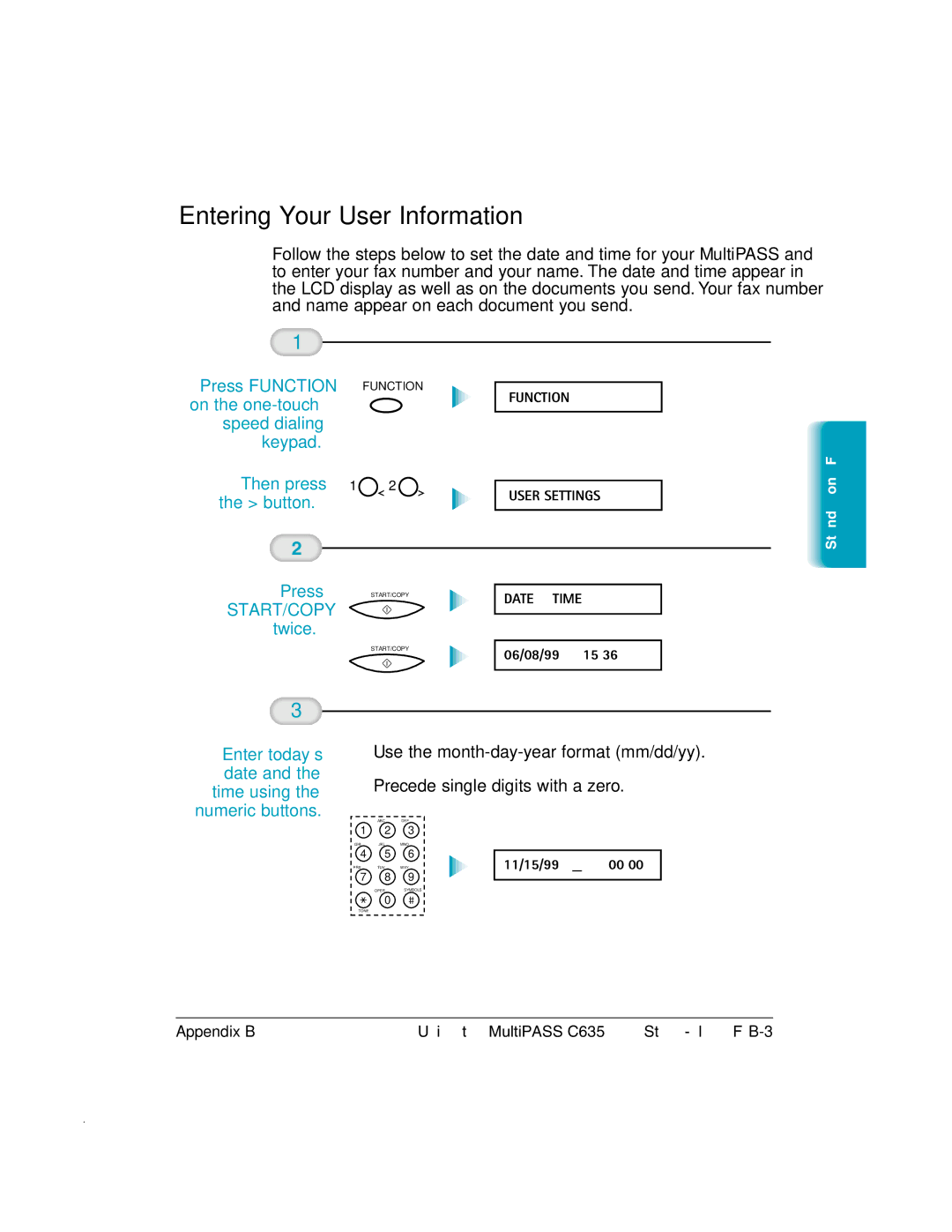 Canon MP-C635 user manual Entering Your User Information 