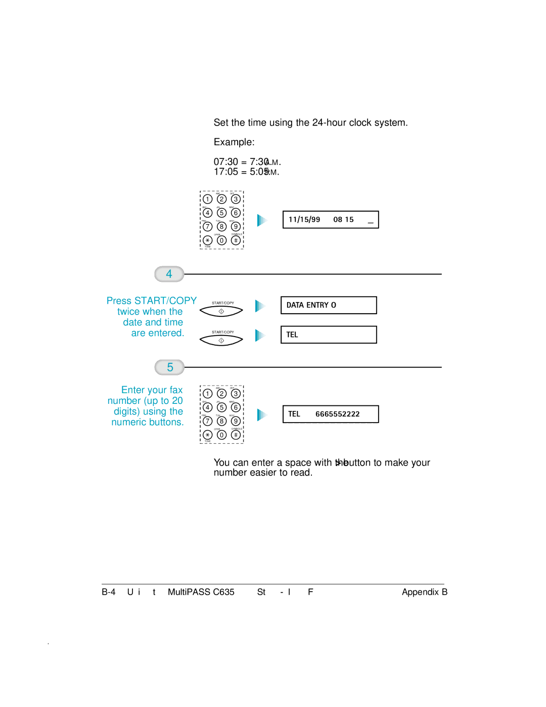 Canon MP-C635 user manual Press START/COPY twice when the date and time are entered 