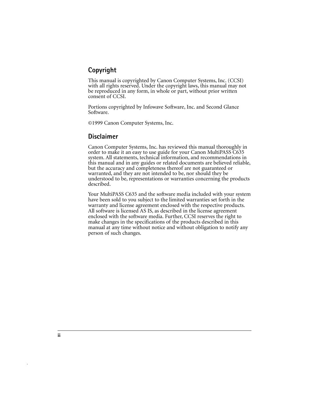 Canon MP-C635 user manual Copyright, Disclaimer 