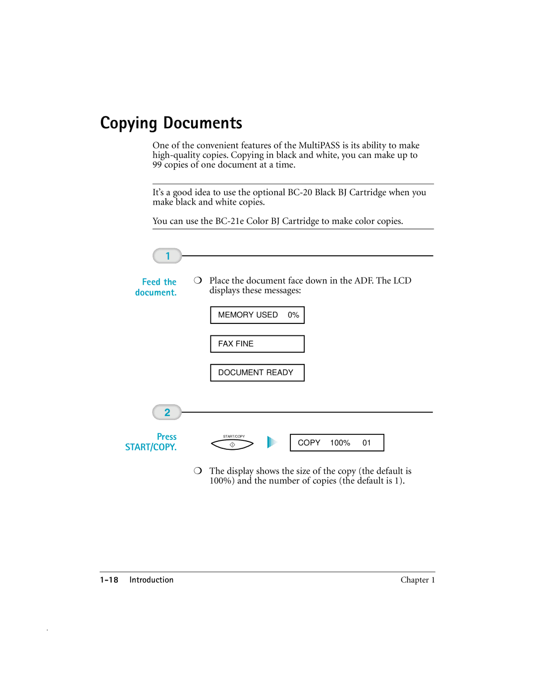 Canon MP-C635 user manual Copying Documents, Start/Copy 