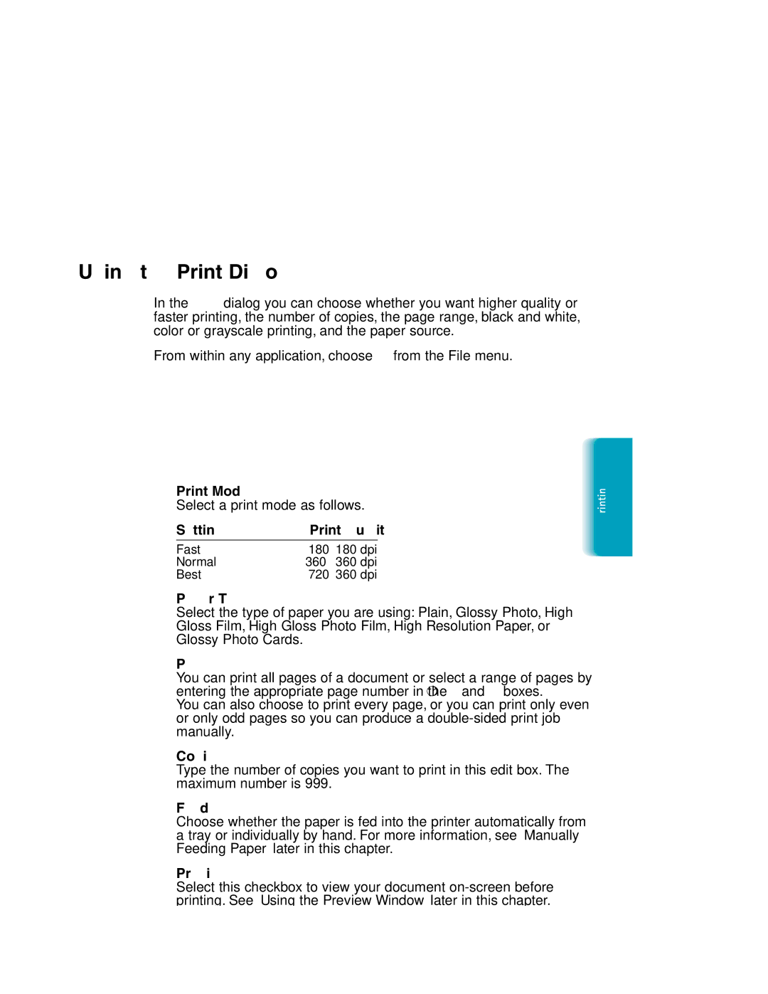 Canon MP-C635 user manual Using the Print Dialog 