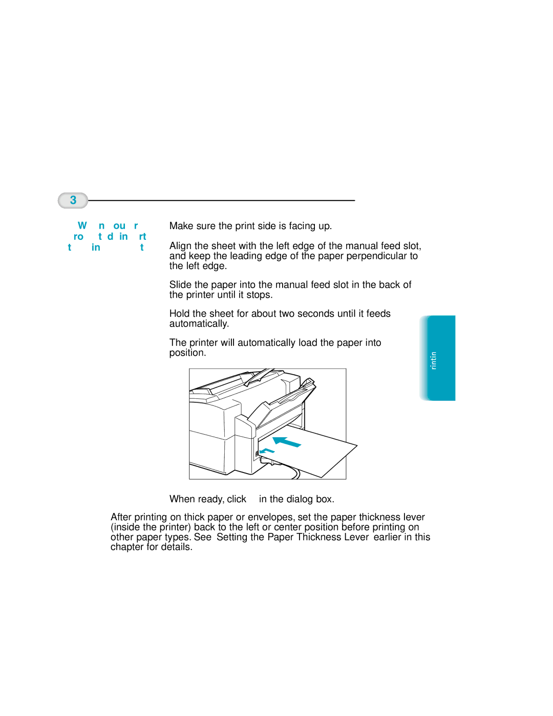 Canon MP-C635 user manual When you are prompted, insert the single sheet 