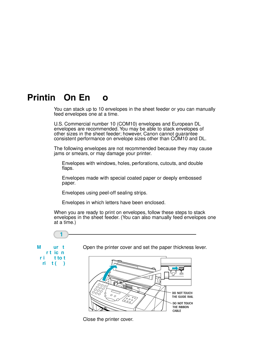 Canon MP-C635 user manual Printing On Envelopes, Make sure, Right a 