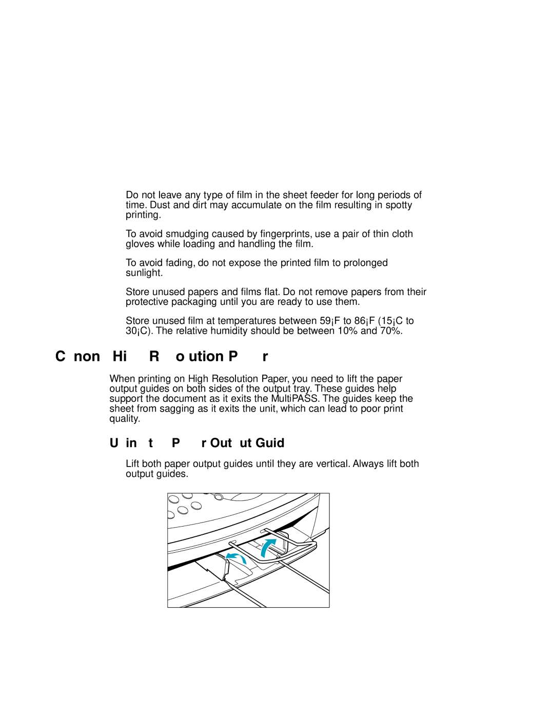 Canon MP-C635 user manual Canon’s High Resolution Paper, Using the Paper Output Guides 