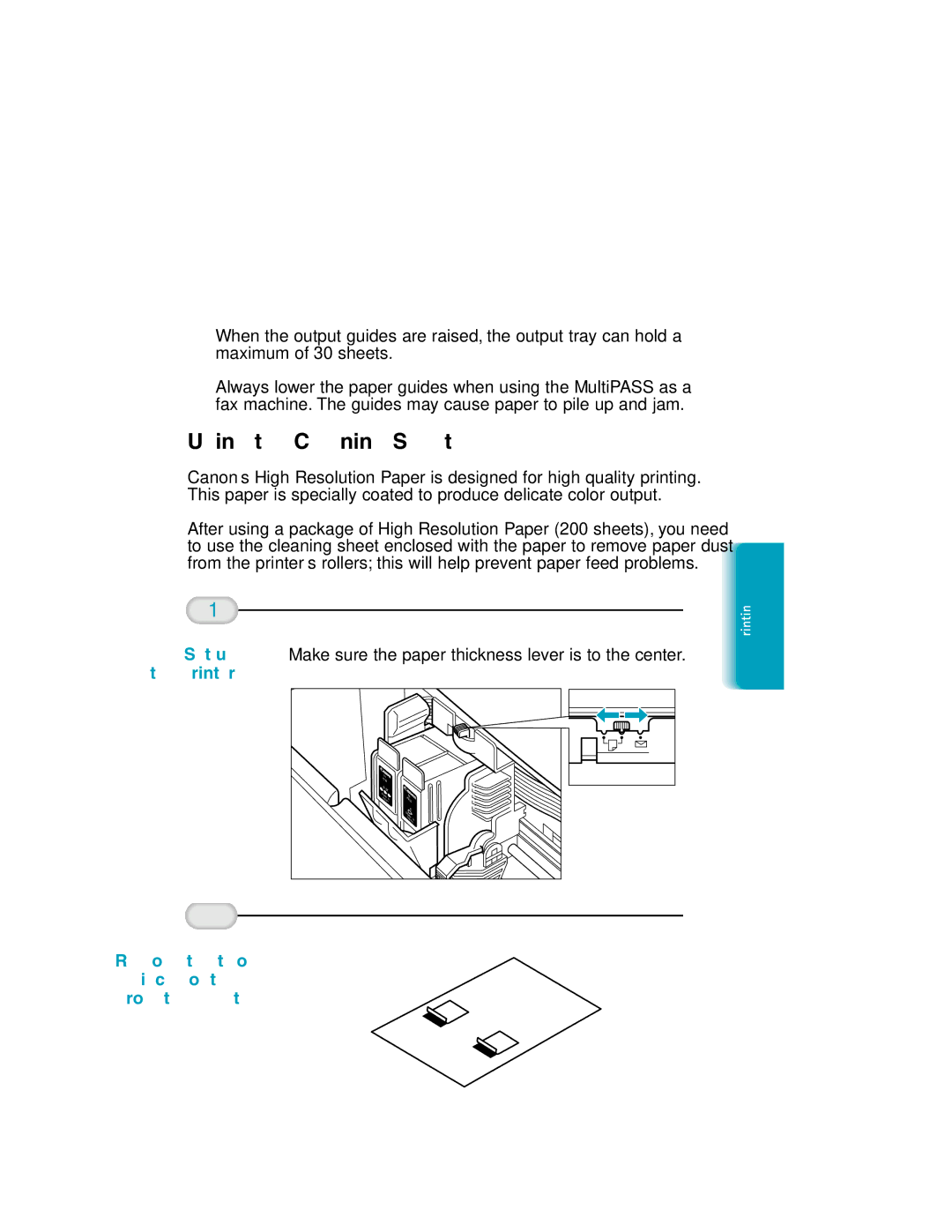 Canon MP-C635 user manual Using the Cleaning Sheet, Set up 