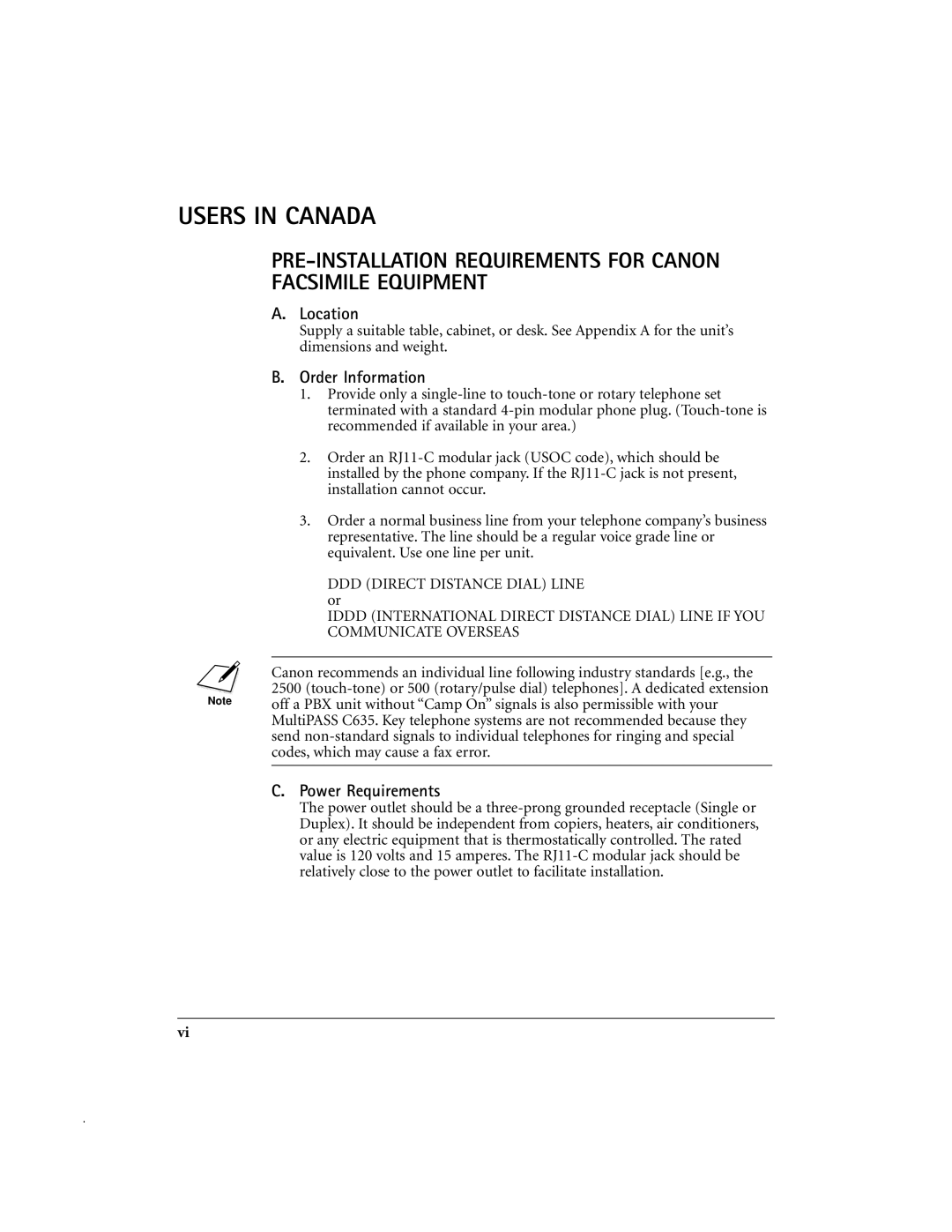 Canon MP-C635 user manual Users in Canada 