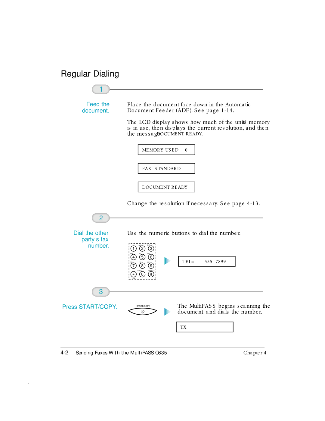 Canon MP-C635 user manual Regular Dialing, Party’s fax Number, Press START/COPY 