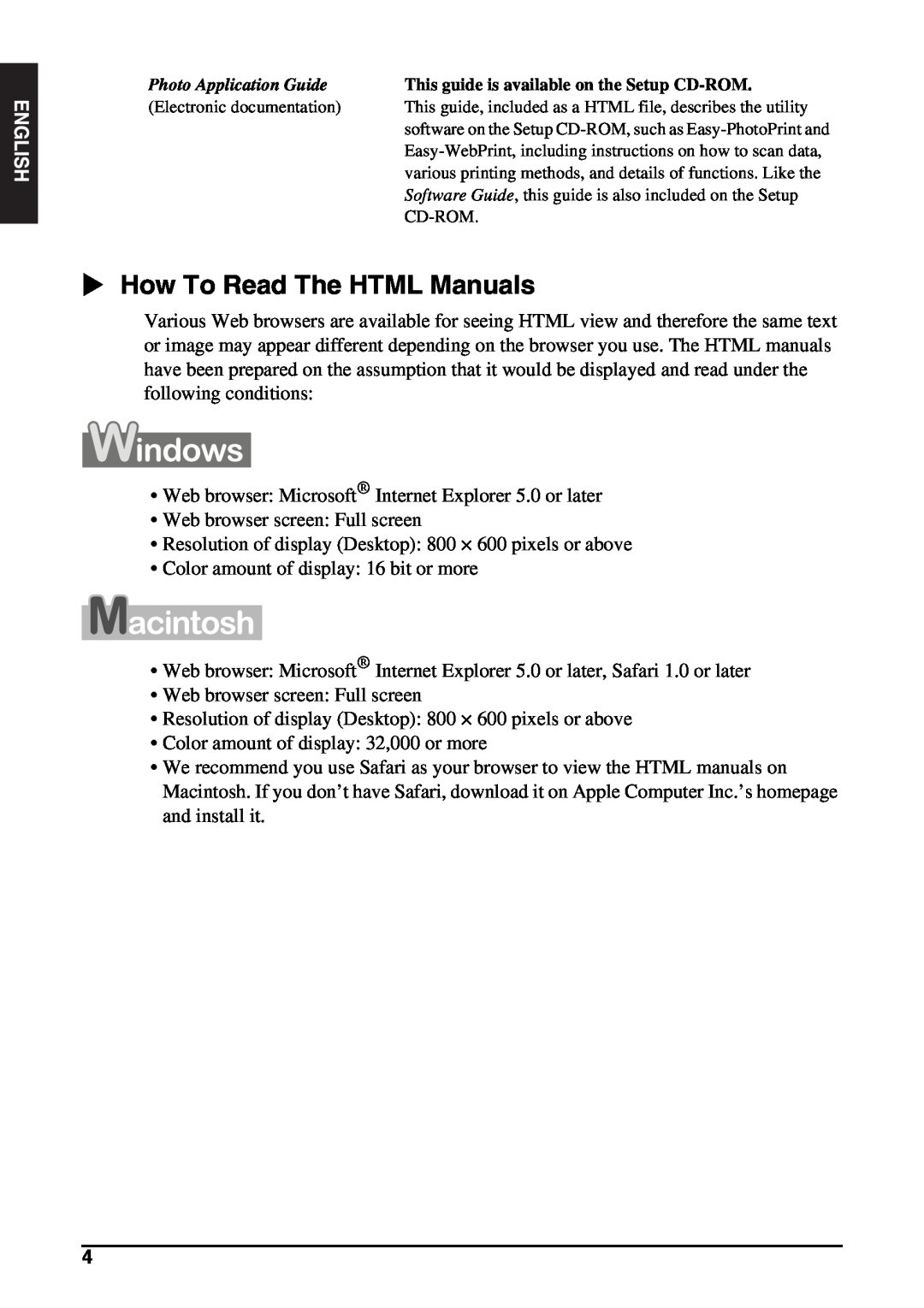 Canon MP130 manual X How To Read The HTML Manuals, Photo Application Guide 