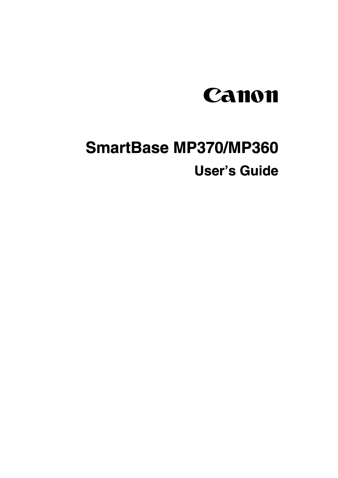 Canon manual SmartBase MP370/MP360, Canon, User’s Guide 