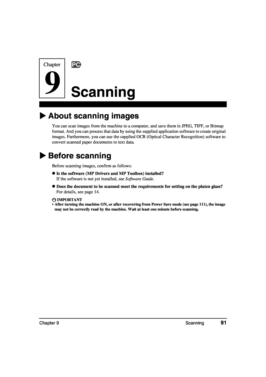 Canon MP370, MP360 manual Scanning, About scanning images, Before scanning, Chapter 