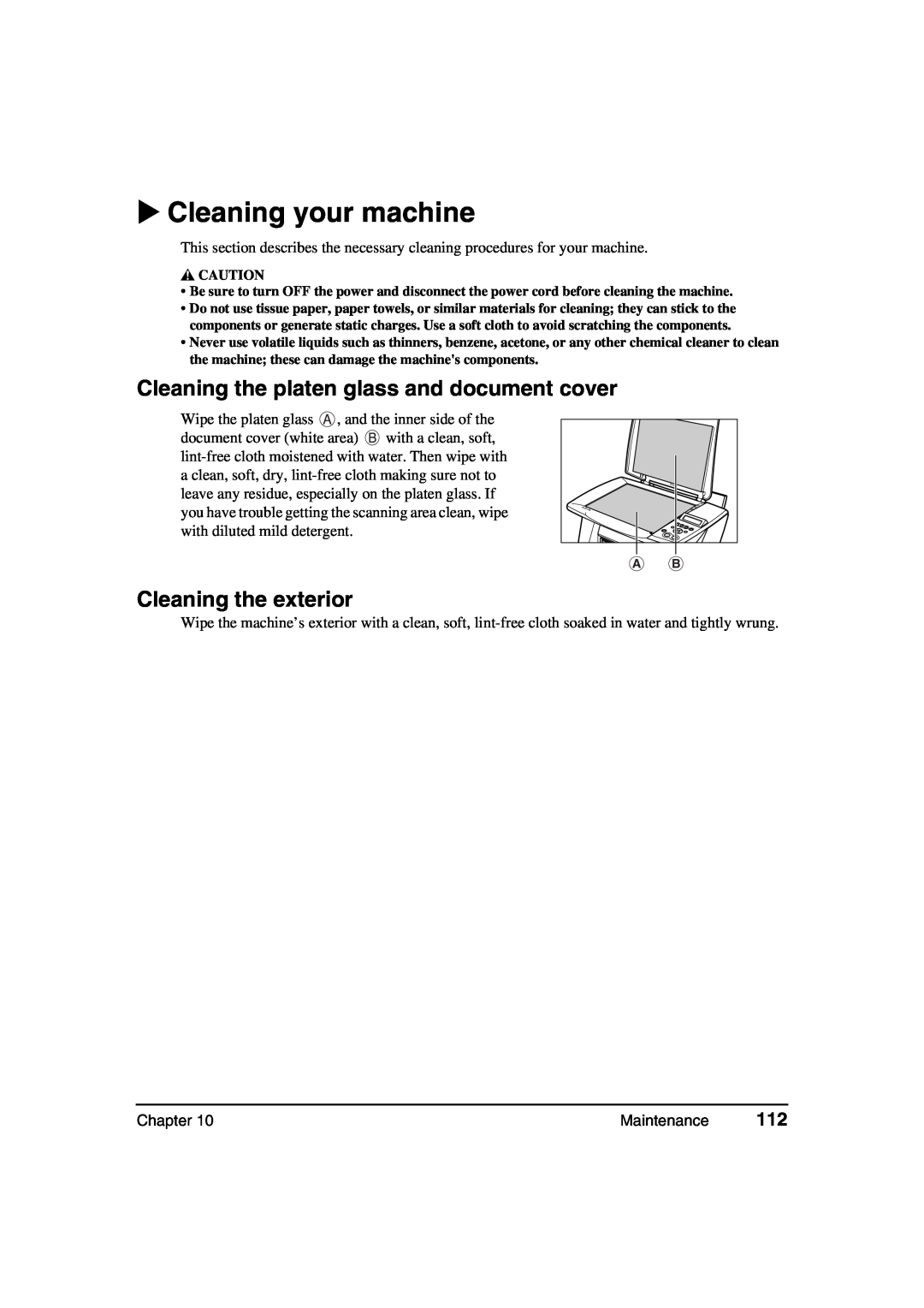 Canon MP360, MP370 manual Cleaning your machine, Cleaning the platen glass and document cover, Cleaning the exterior 