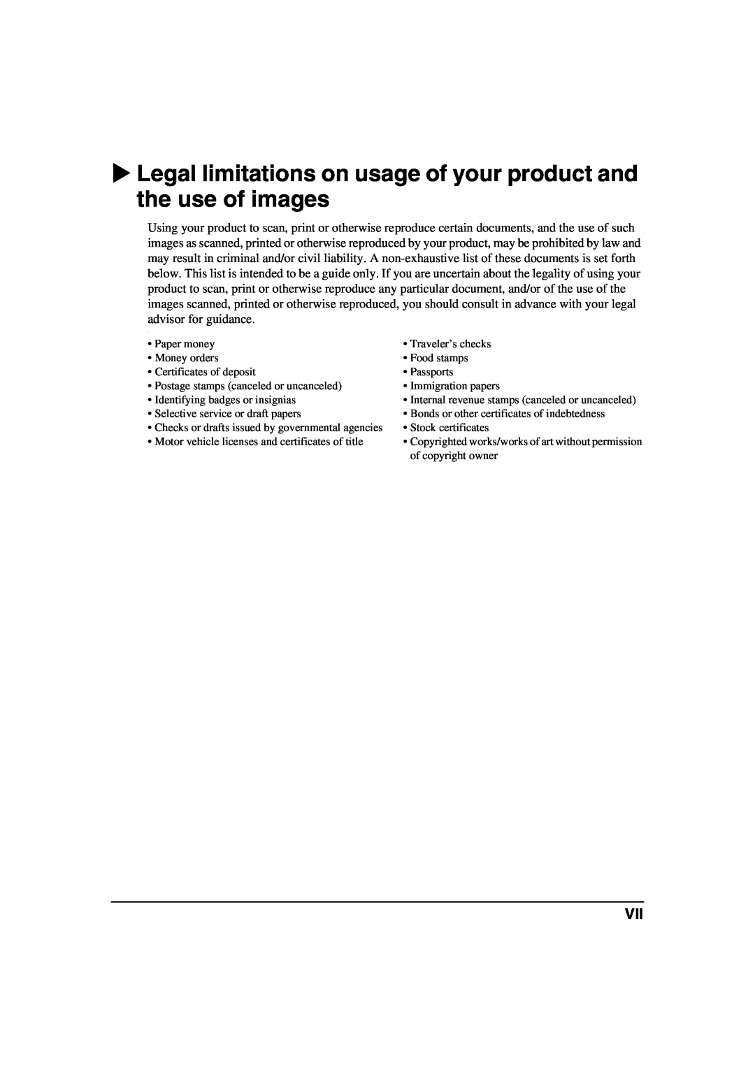 Canon MP370, MP360 manual Legal limitations on usage of your product and the use of images 