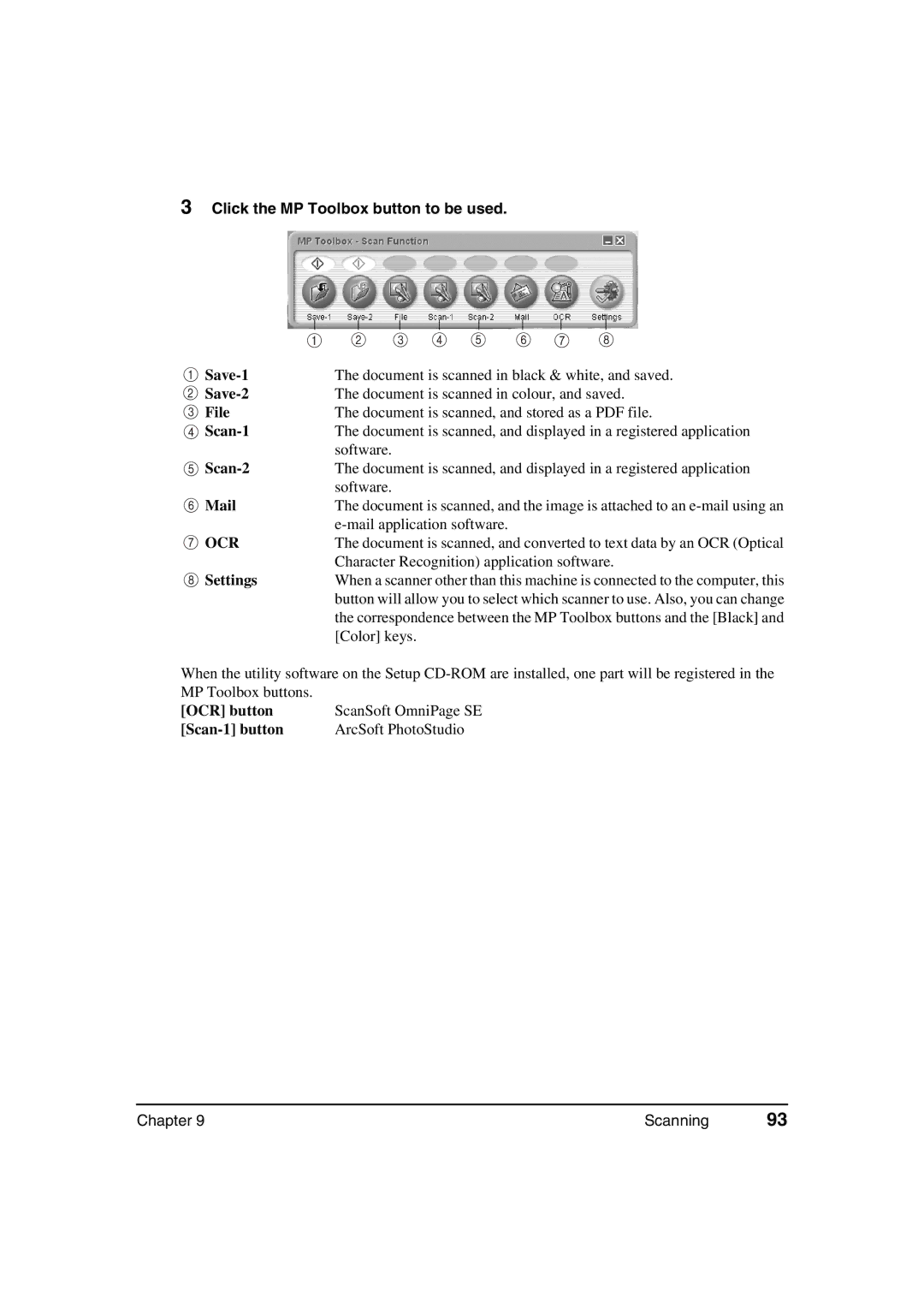 Canon MP370, MP360 manual Click the MP Toolbox button to be used 