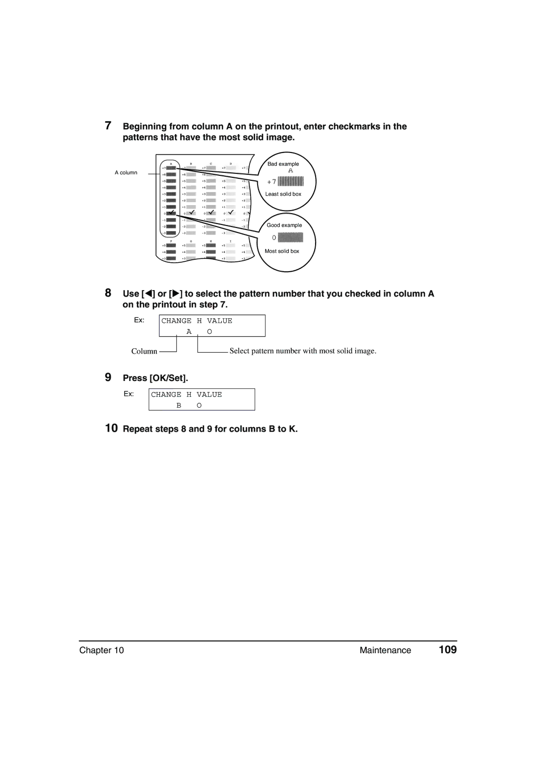 Canon MP370, MP360 manual 109, Repeat steps 8 and 9 for columns B to K 