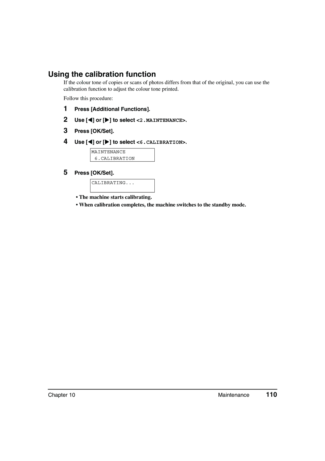 Canon MP360, MP370 manual Using the calibration function, 110 