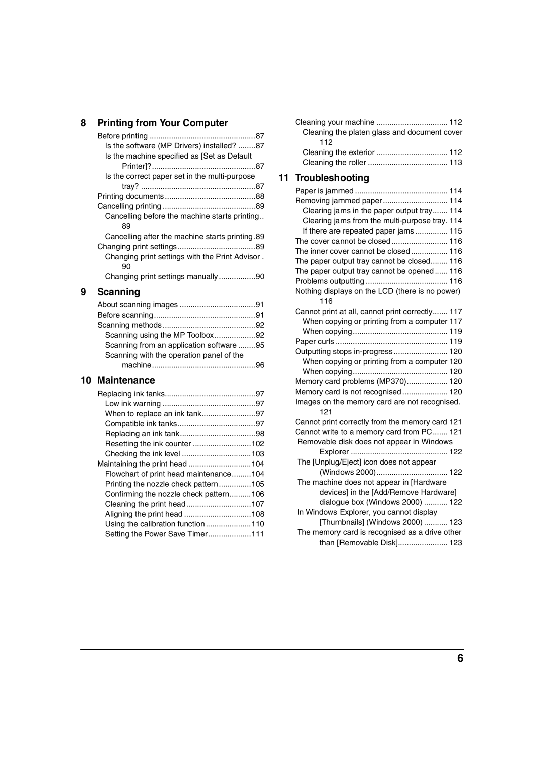 Canon MP360, MP370 manual Printing from Your Computer, Scanning, Maintenance, Troubleshooting 