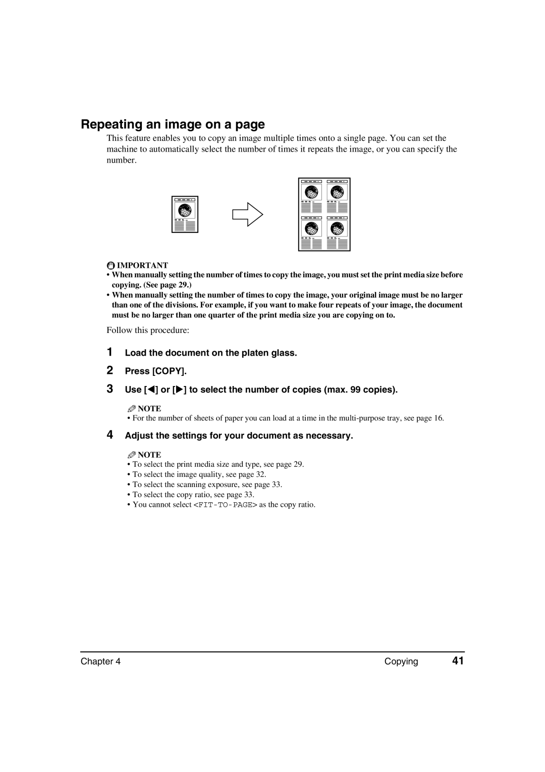 Canon MP370, MP360 manual Repeating an image on a 