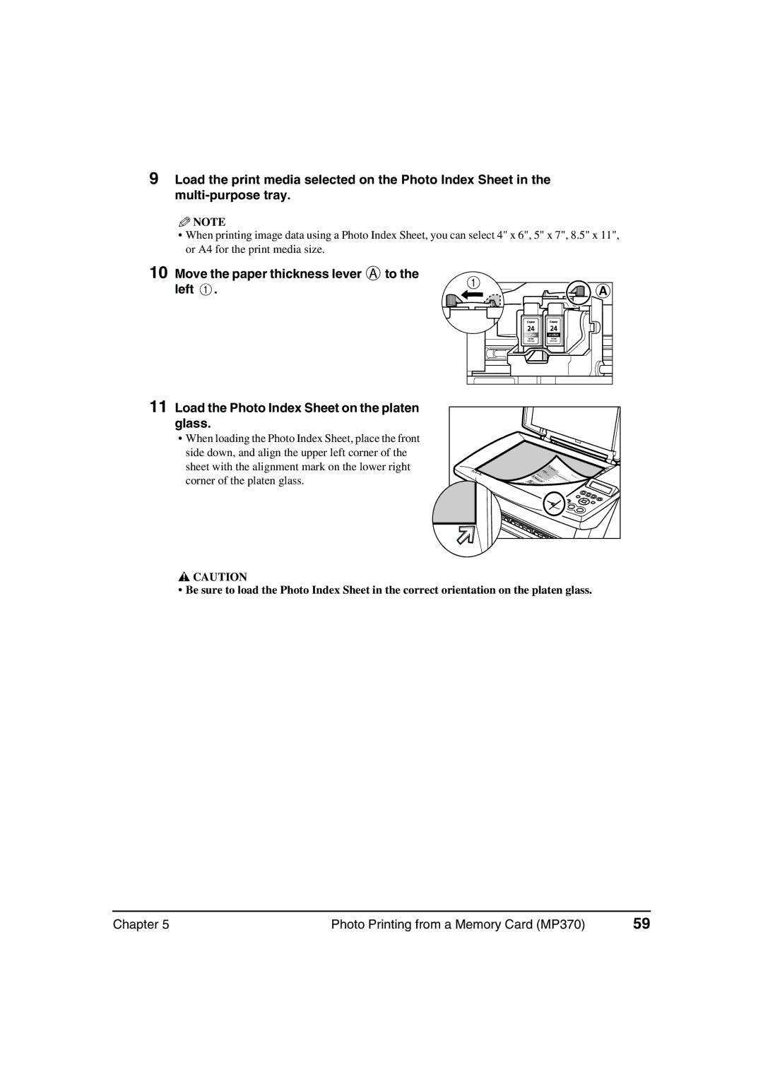 Canon MP360 manual Chapter Photo Printing from a Memory Card MP370 