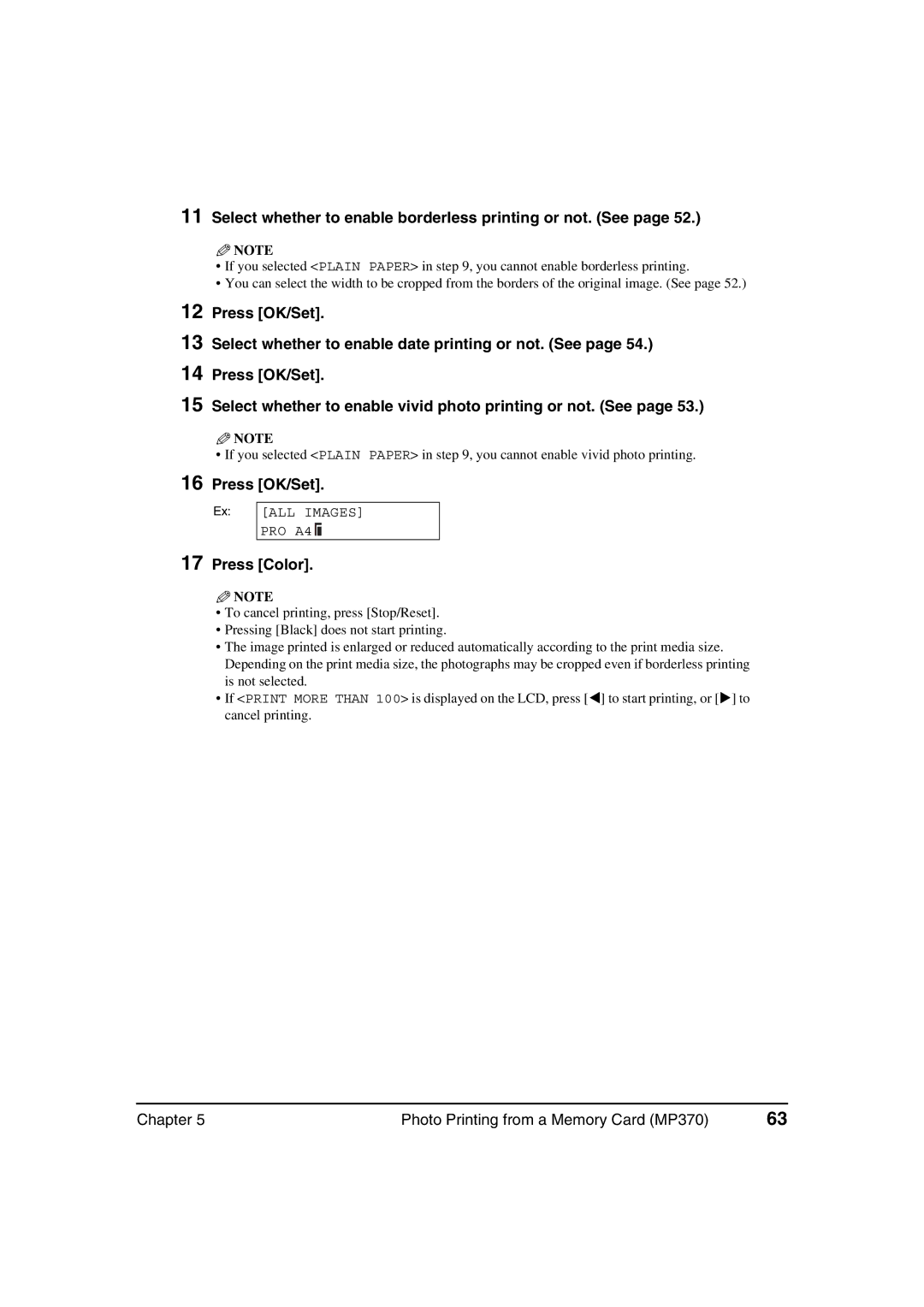 Canon MP370, MP360 manual Select whether to enable borderless printing or not. See, Press Color 