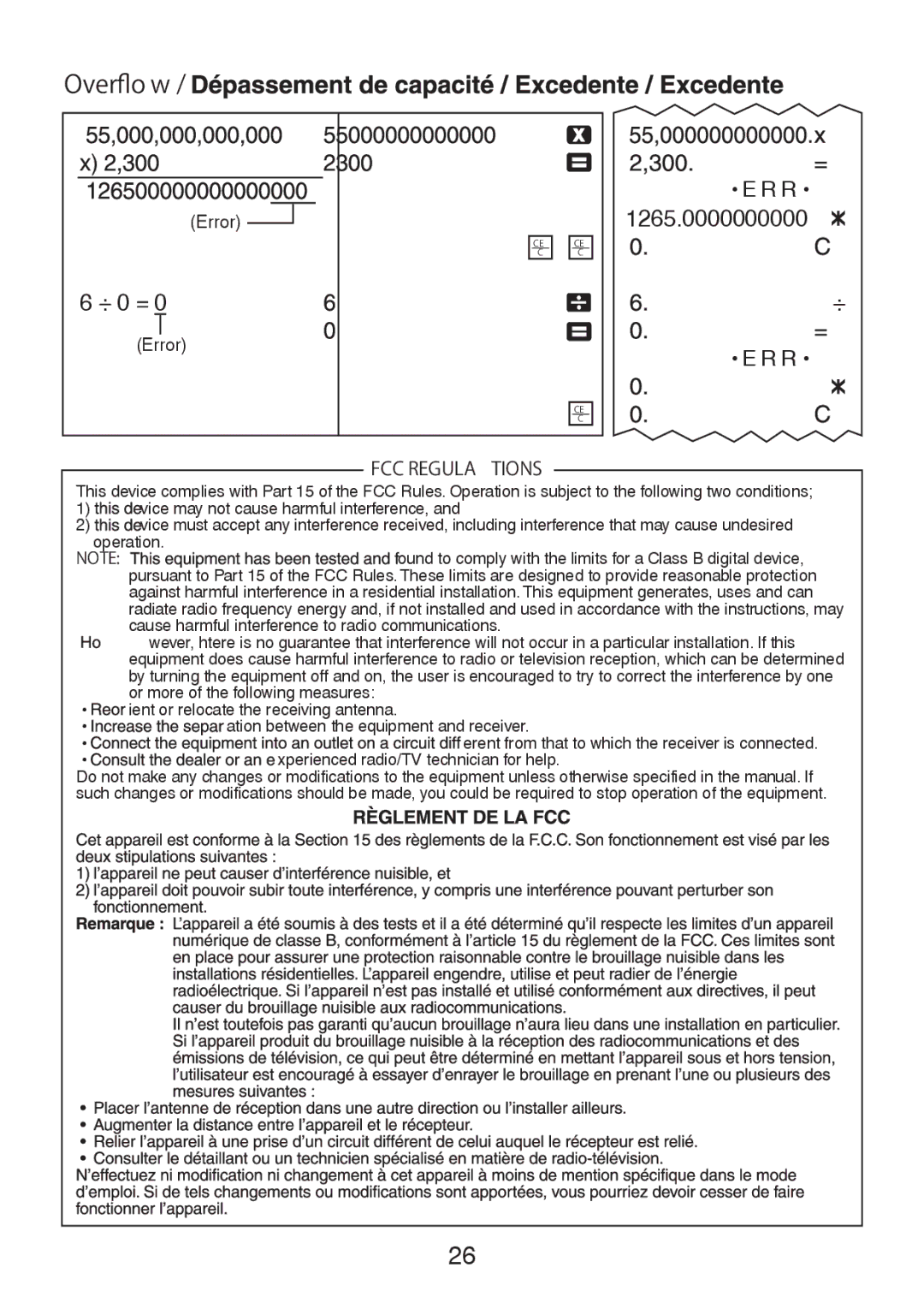 Canon MP41DHII manual Overﬂo w 