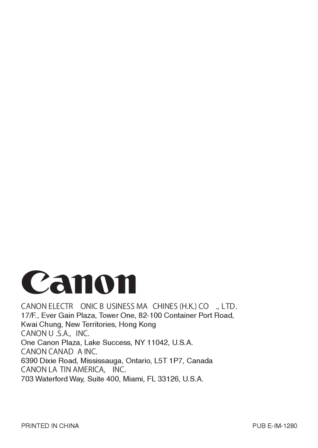 Canon MP41DHII manual Canon U .S.A., INC 