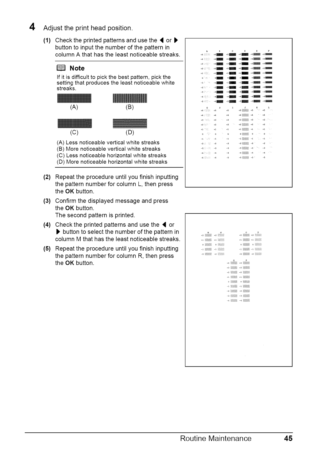 Canon MP470 quick start Adjust the print head position 