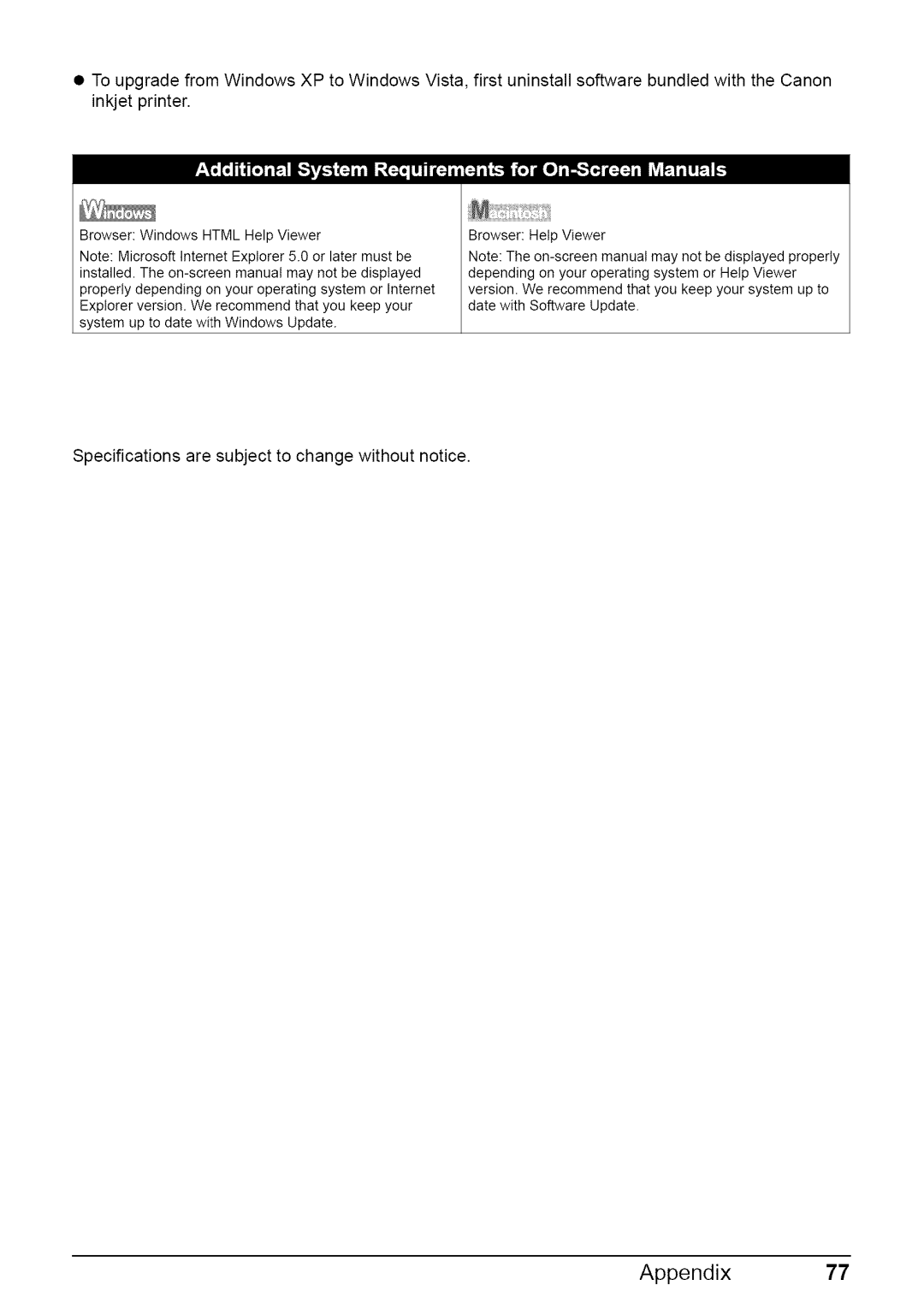 Canon MP470 quick start Appendix77, Browser Windows Html Help Viewer 