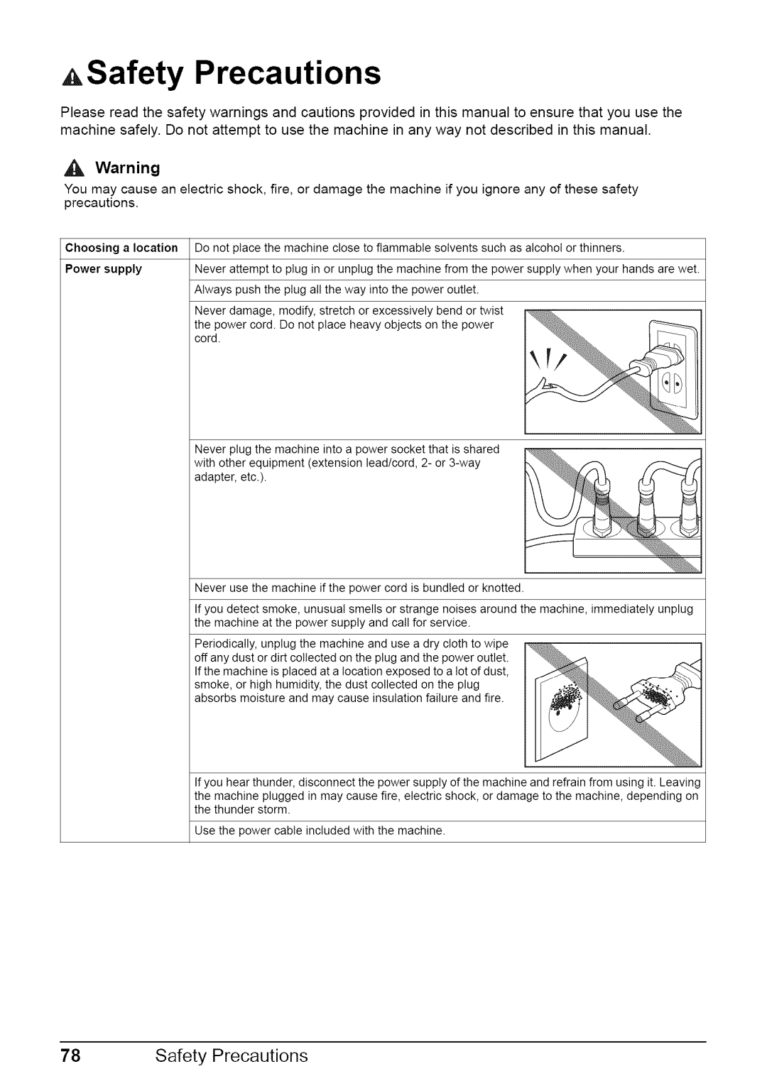 Canon MP470 quick start Safety Precautions 