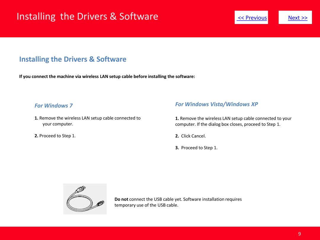 Canon MP495 Installing the Drivers & Software, For Windows Vista/Windows XP, << Previous, Next >>, Proceed to Step 