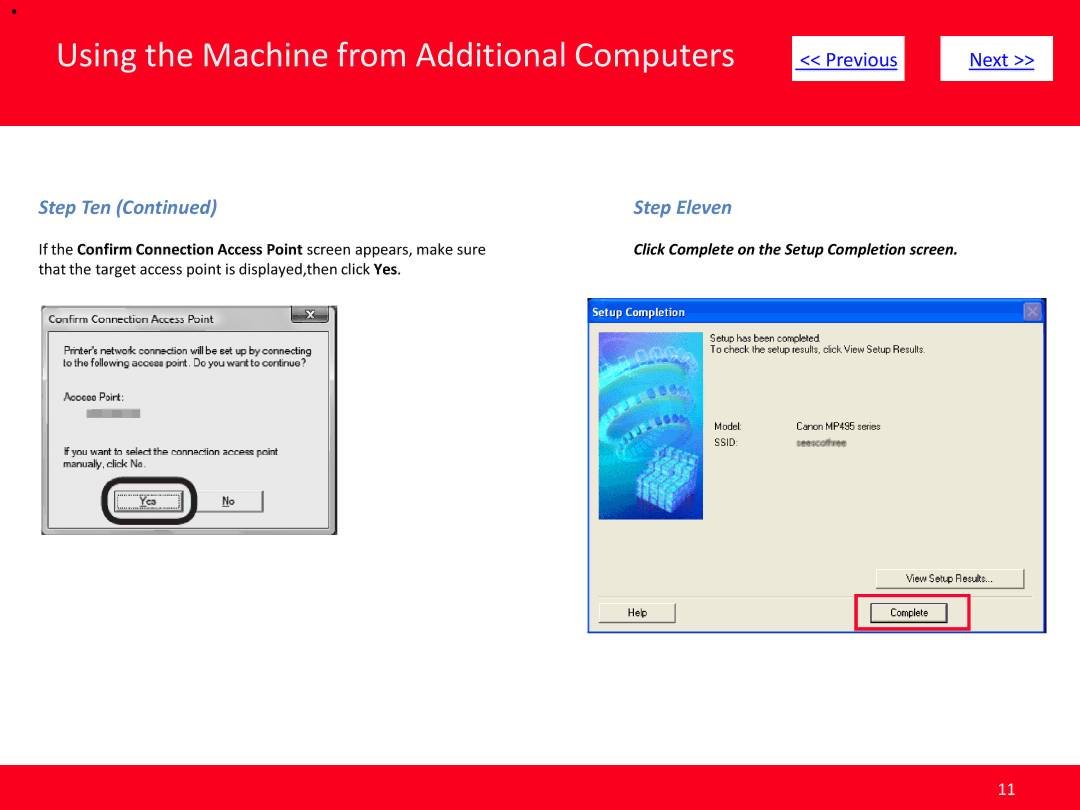 Canon MP495 manual Step Ten Step Eleven 